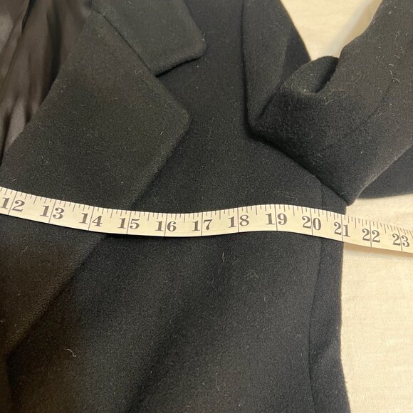 Reflections Women’s Long Black Wool Coat Made in USA Double Breasted Size Medium - Picture 7 of 13